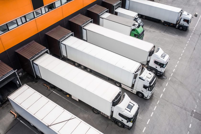 Trucks in the distribution hub