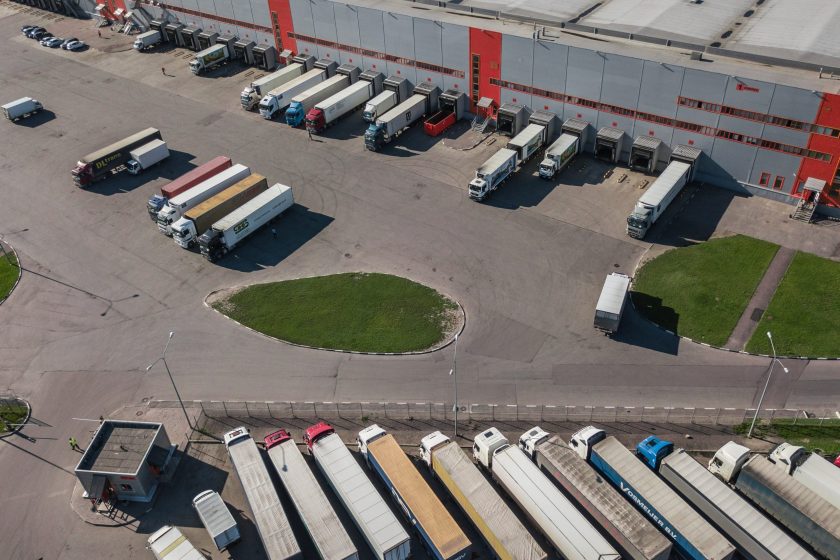 Russia, Saint-Petersburg, August 2017 - aerial view of logistic center