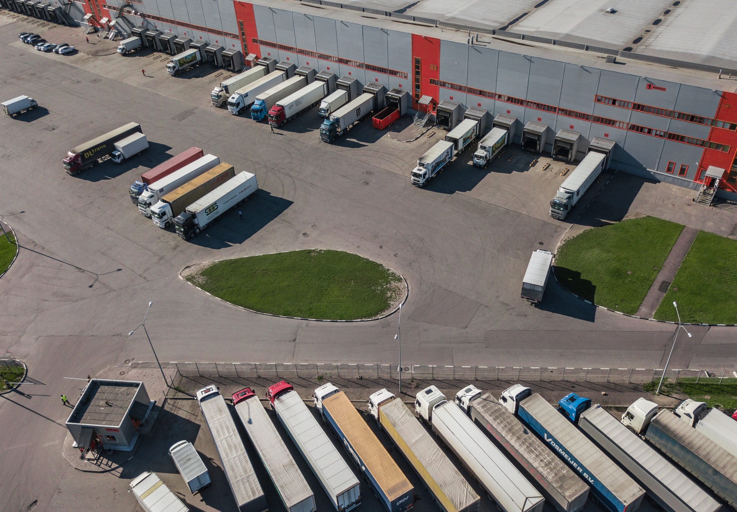 Russia, Saint-Petersburg, August 2017 - aerial view of logistic center